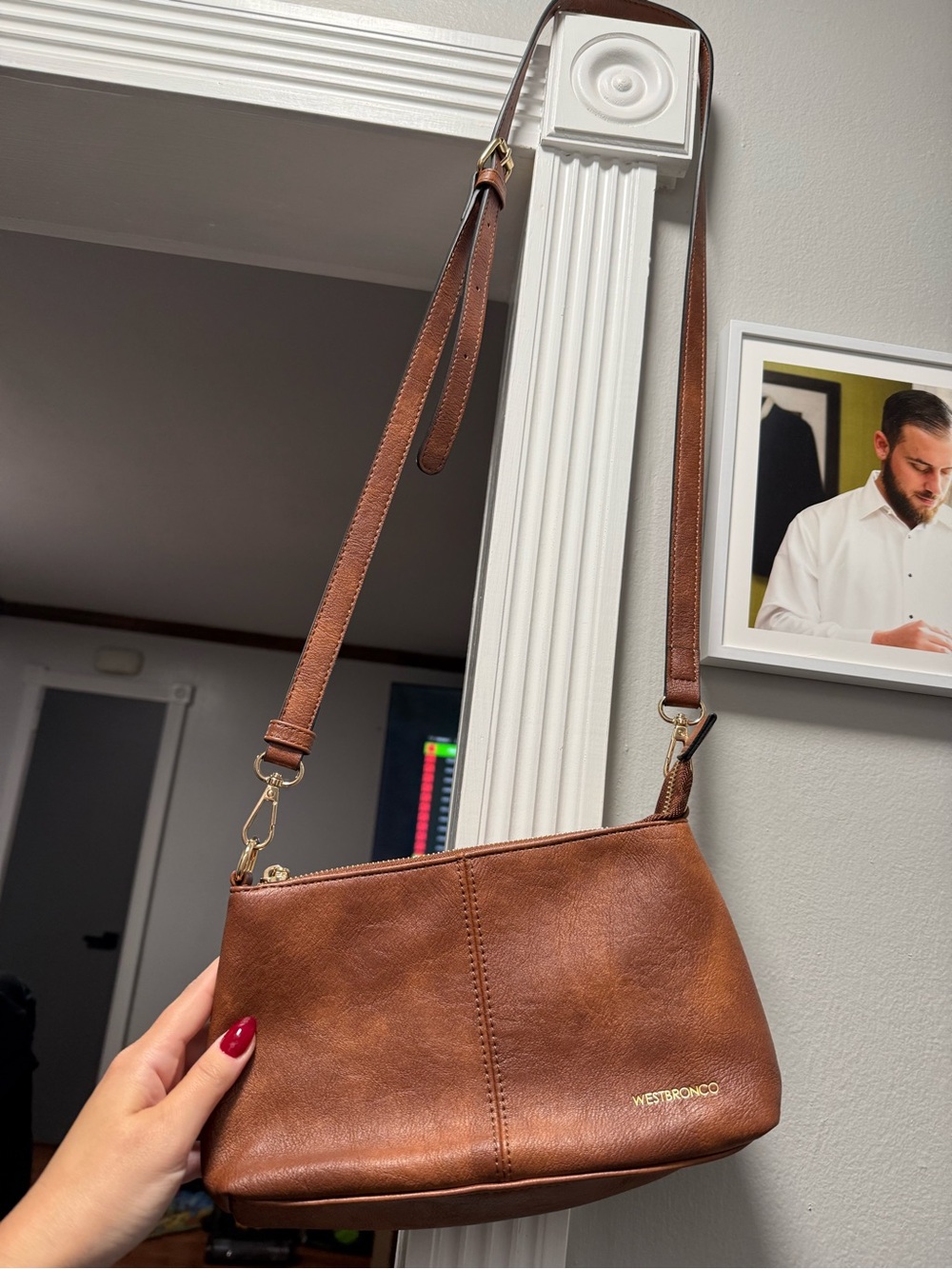 Westbronco Tan Leather Crossbody Shoulder Bag